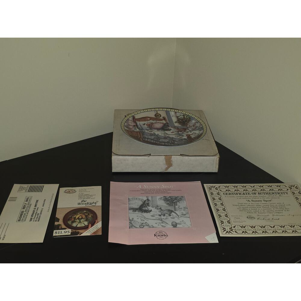Edwin M. Knowles‎ “A Sunny Spot” Cat Kitten Collector Plate w/ Box & COA